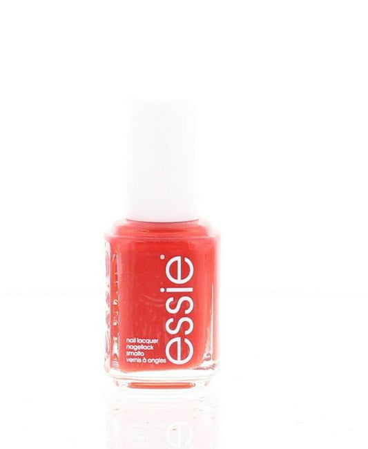Essie Fifth Avenue nail polish bottle with navy blue cap and clear glass showing deep blue nail color inside.