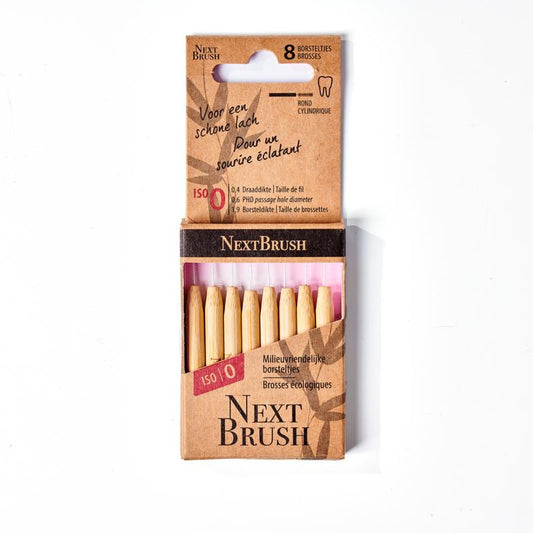 Nextbrush Bamboe interdentale ragers ISO 0, set of 8, natural bamboo interdentally cleaning sticks with slim tip.