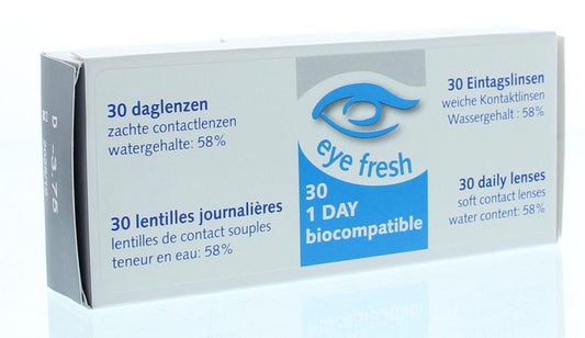 Eyefresh Daglenzen -3.75 contact lenses displayed in blister packs, ideal for vision correction, from the Eyefresh Optiek collection.