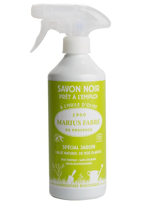 Marius Fabre Savon Noir lavoir zwarte zeep spray in 500ml bottle, natural soap for garden and household cleaning.