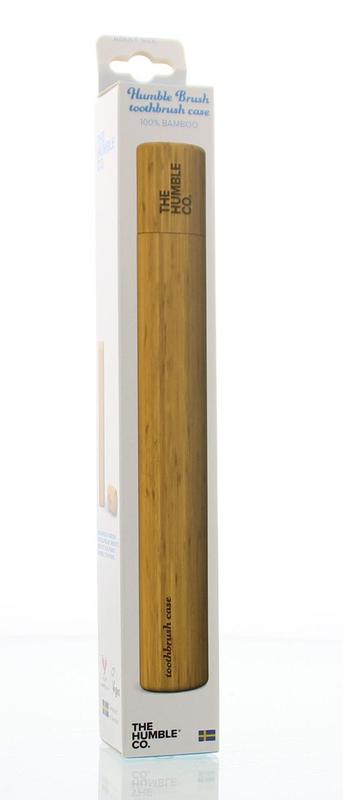 The Humble Co bamboo toothbrush holder for adults, designed to store a single toothbrush, made of eco-friendly bamboo.