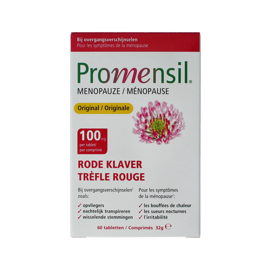Promensil Original herbal supplement tablets in a bottle, natural herbal preparation for women's health, 60 tablets.