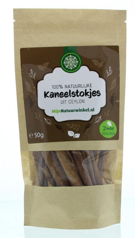 Ceylon cinnamon sticks from MijnNatuurwinkel, 50 grams, shown in a clear image, ideal for cooking and herbal uses.