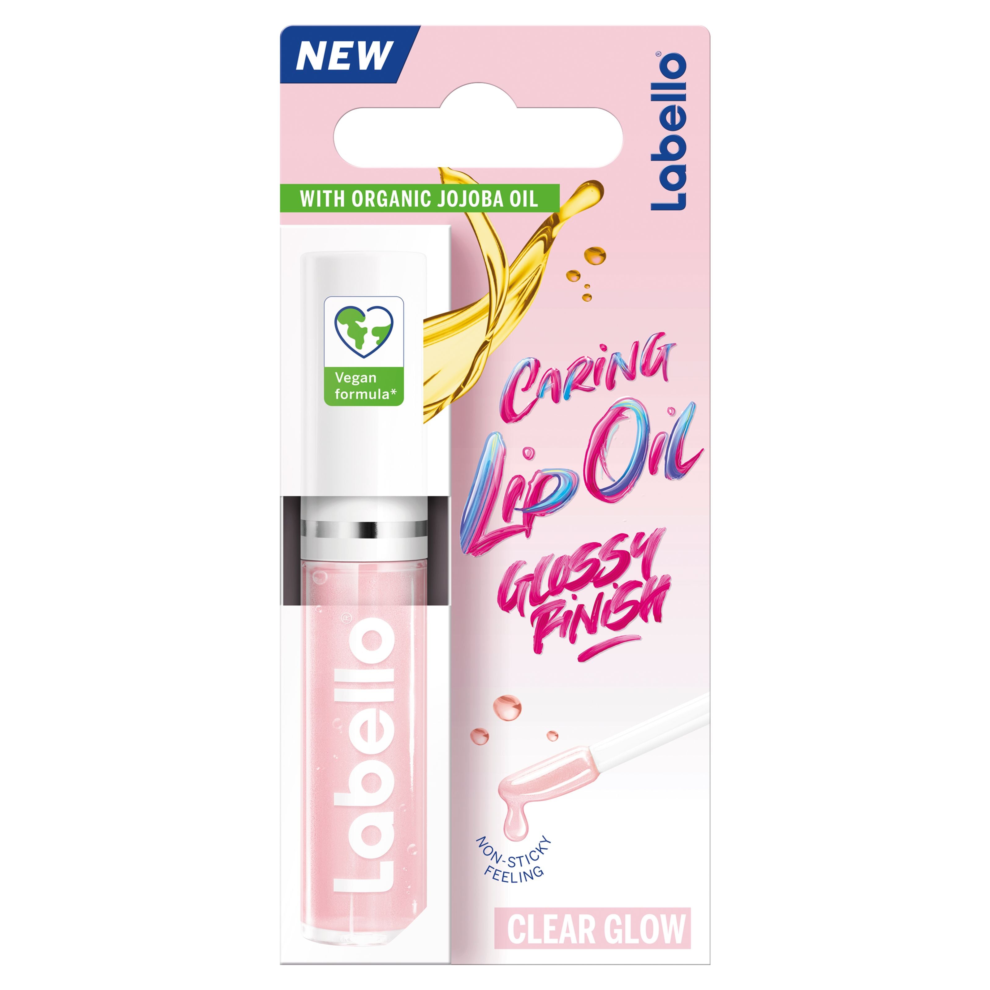 Labello Lip Oil Clear Glow in a 5.5ml transparent bottle, providing nourishing lip care with a glossy finish.