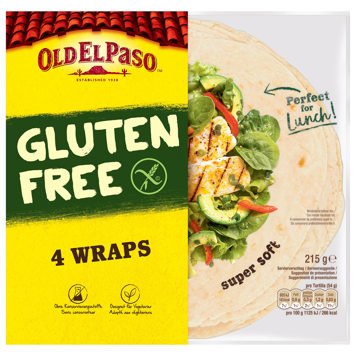 Old El Paso Tortilla wraps XL glutenvrij 215.00 Gram