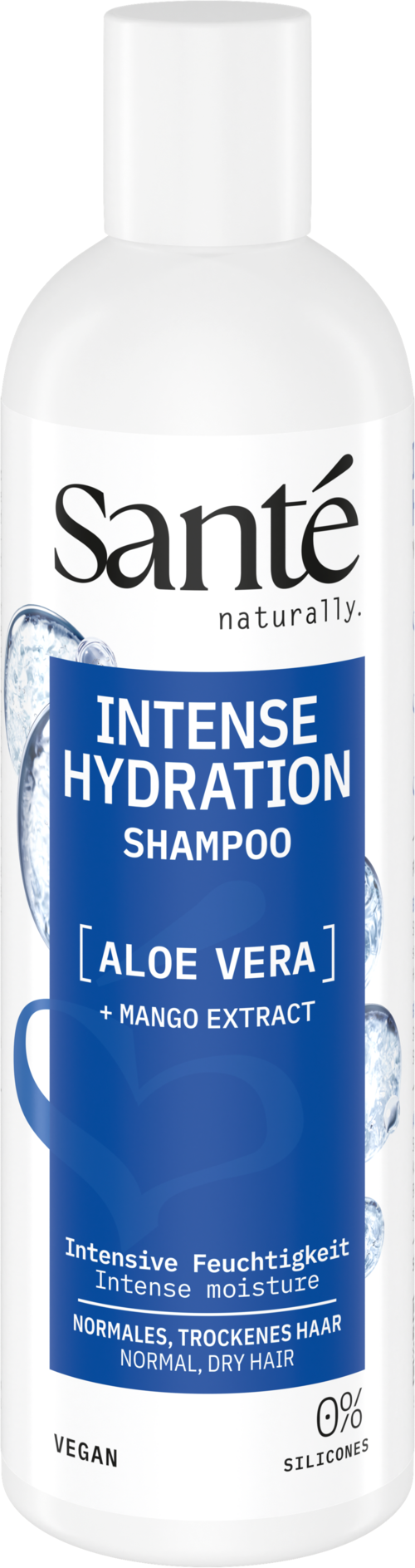 Sante Shampoo intense hydration in 250ml bottle, featuring nourishing hair care formula for smooth, hydrated hair.