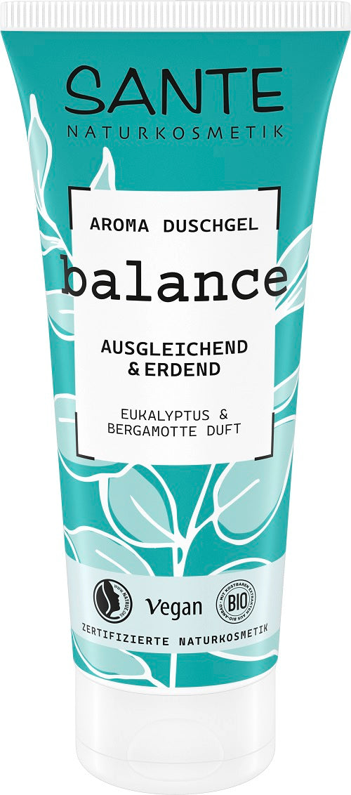 Sante Balance shower gel in 200ml bottle showing the product label and packaging for a refreshing bath and shower experience.