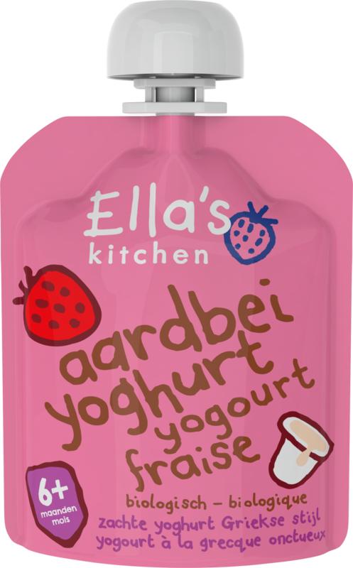 Ella's Kitchen Aardbei yoghurt griekse stijl 6+ maanden bio 90.00 Gram