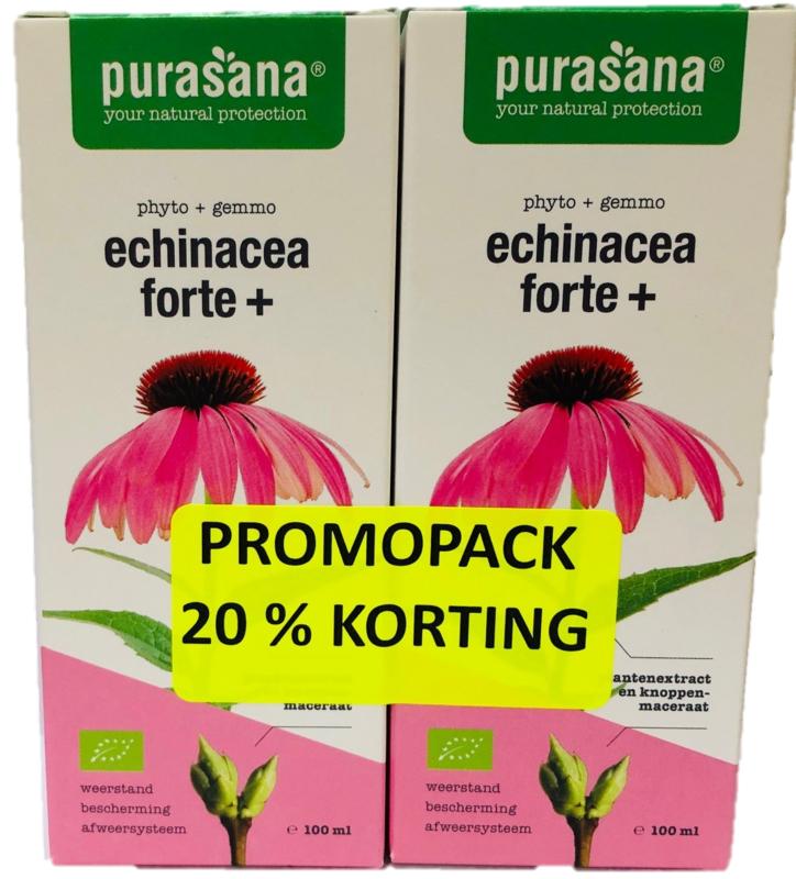 Purasana Echinacea Forte+ bio herbal extract in a 200ml bottle, part of Kruidenpreparaten product line, natural immune support supplement