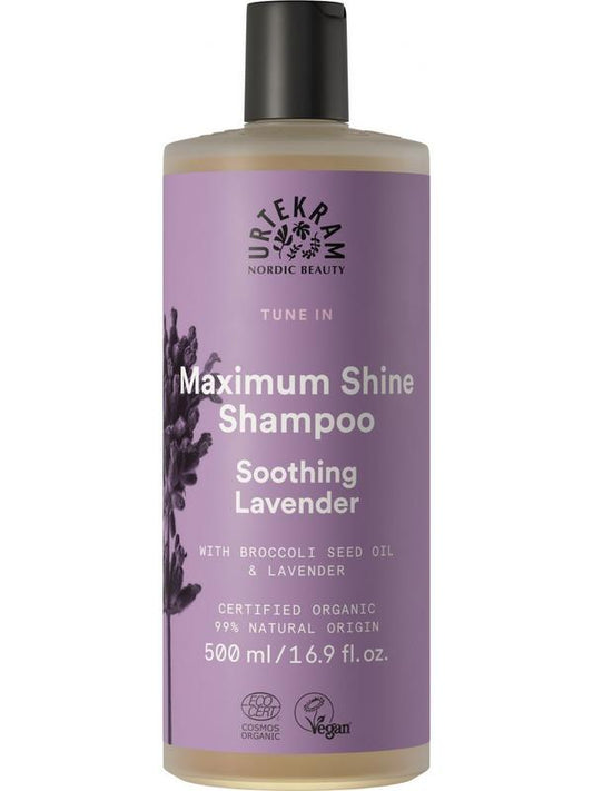 Urtekram Tune in shampoo with soothing lavender for hair care, 500ml bottle, gentle cleansing for healthy hair and scalp
