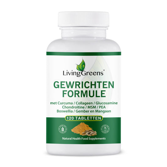 Livinggreens Curcuma & Collagen Complex tablets, mineral multivitamin supplement, showing a bottle of 120 tablets.