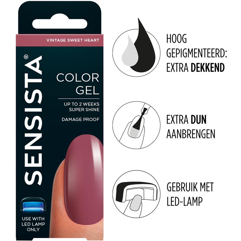 Sensista Color Gel Vintage Sweet Heart make-up tube, 7.50ml, with pink and red hues, featuring a heart-shaped design.