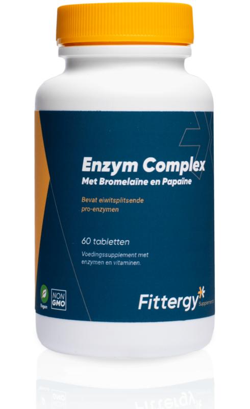 Fittergy Enzym Complex 60 tablets, dietary supplement with fibers and enzymes, in a blister pack.