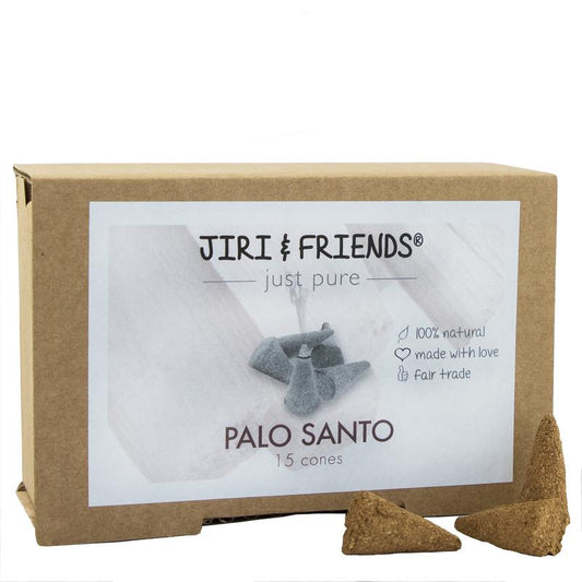 Jiri & Friends Cones Palo Santo incense sticks, pack of 15, natural wood aroma, ideal for burning and meditation.