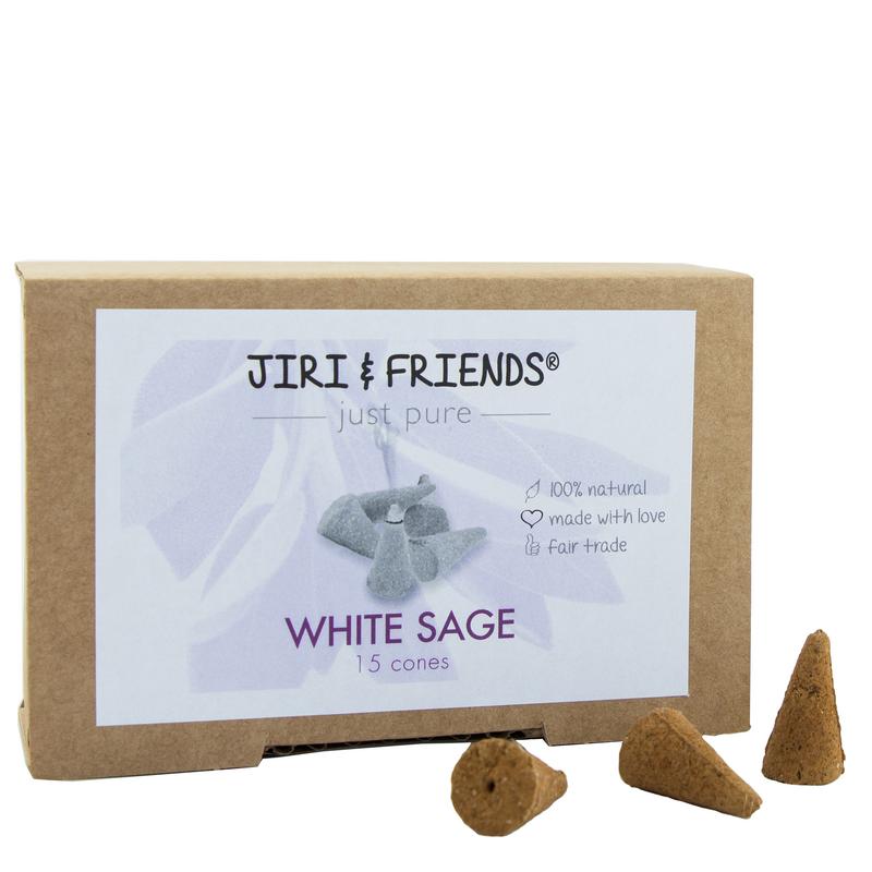 Jiri & Friends Wierook Cones with witte salie, set of 15 incense cones, natural and aromatic for spiritual use