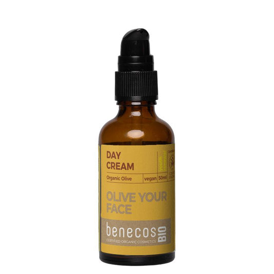 Benecos Natural Beauty Bio Day Cream with organic olive for skin renewal, 50ml, facial skincare for organic, nourishing hydration.