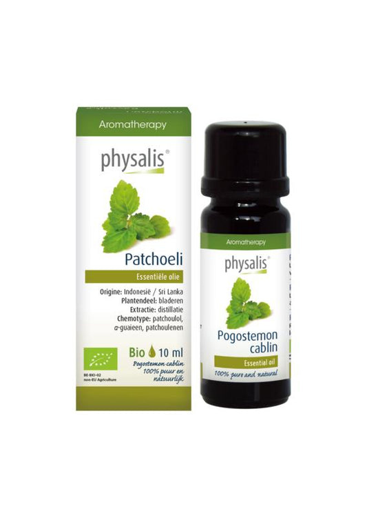 Physalis Bio Patchoeli herbal preparation in a 10ml bottle, natural herbal remedy from Physalis brand.