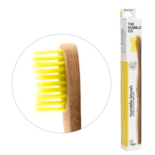 The Humble Co Tandenborstel bamboe adult geel brush soft 1.00 Stuks
