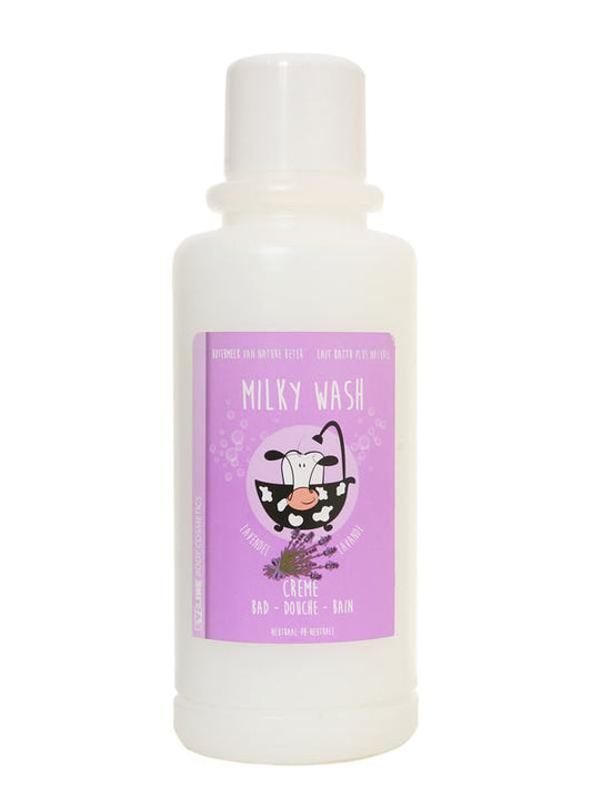 Evi Line Botermelk lavender bath and shower gel in a 2-liter bottle, ideal for soothing bath and shower routines.