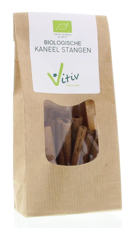 Vitiv organic cinnamon sticks in a 50g package, natural spice for baking and cooking, shown in the image.