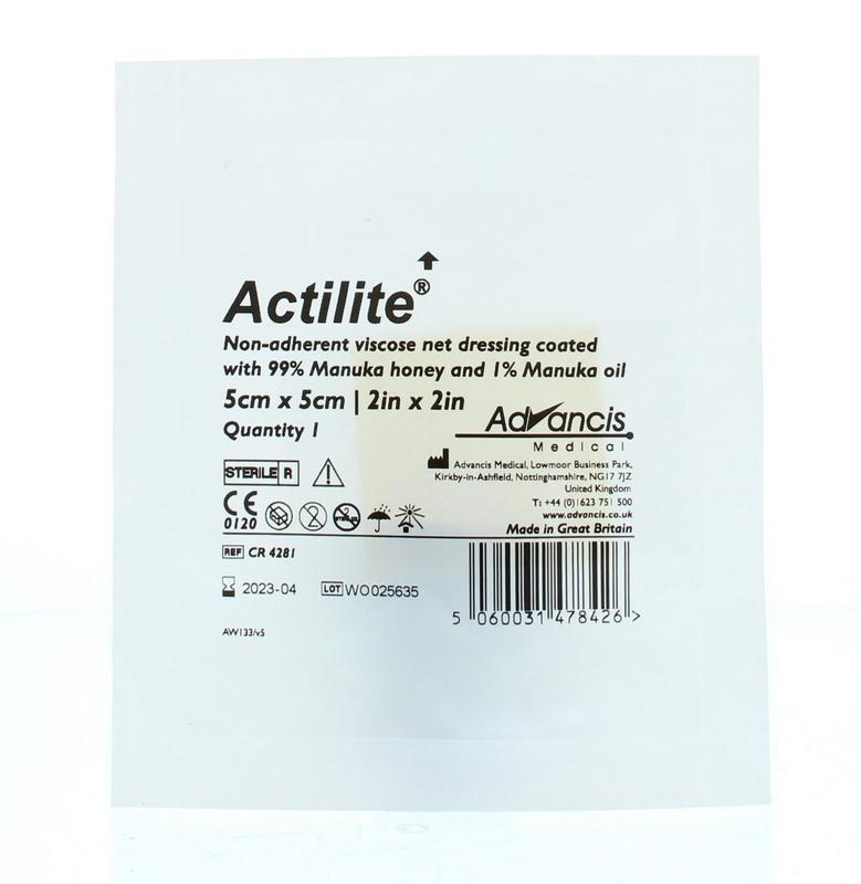 Advancis Actilite manuka non adh. netverband viscose 5 x 5 1.00 Stuks
