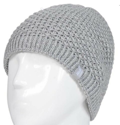 Light grey Heat Holders Ladies cable hat, cozy knit beanie with ribbed brim, one size fits most, perfect for cold weather.