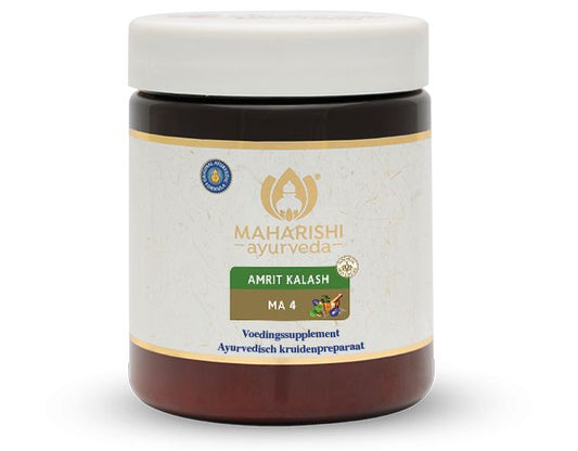 Maharishi Ayurv Amrit Kalash pasta with fruits in a 600g container, herbal supplement from Maharishi Ayurv Kruidenpreparaten.
