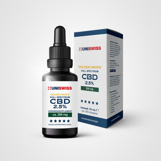 Uniswiss CBD full spectrum 2,5% golden drops 10 Milliliter