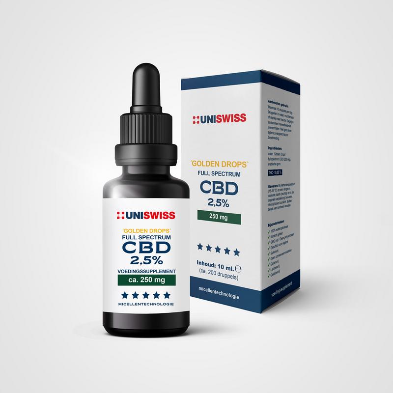 Uniswiss CBD full spectrum 2,5% golden drops 10 Milliliter