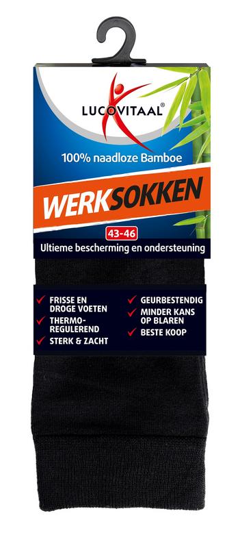 Lucovitaal Bamboe wandel werk sportsokken  maat 43-46 1.00 Paar