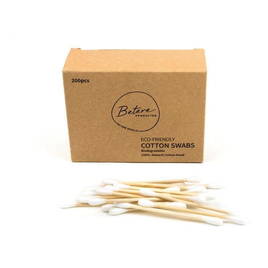Betere Producten bamboo cotton swabs for babies and toddlers, 200 count, natural baby care tool with eco-friendly bamboo sticks.