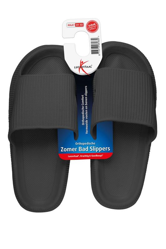 Lucovitaal Orthopedische badslipper 39-40 zwart 1 Paar