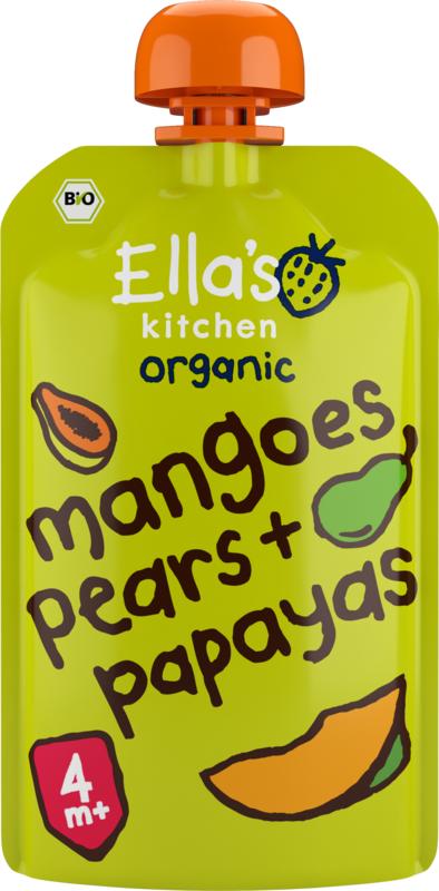 Ella's Kitchen Mangoes pears & papayas knijpzakje 4+ maanden bio 120.00 Gram