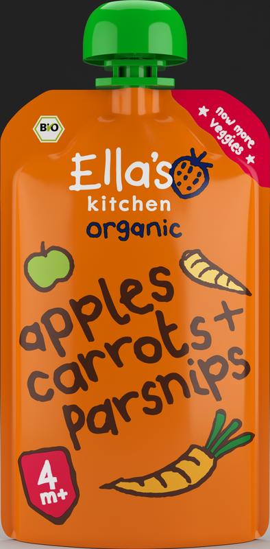 Ella's Kitchen Apples carrots & parsnips 4+ maanden knijpz bio 120.00 Gram