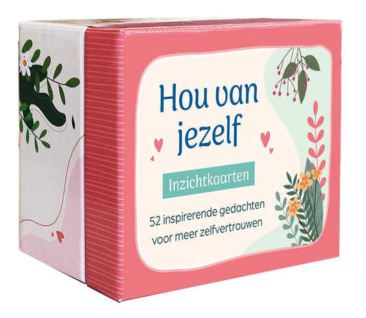 Deltas Hou van jezelf inzichtkaarten set featuring colorful cards with positive affirmations and self-love messages.