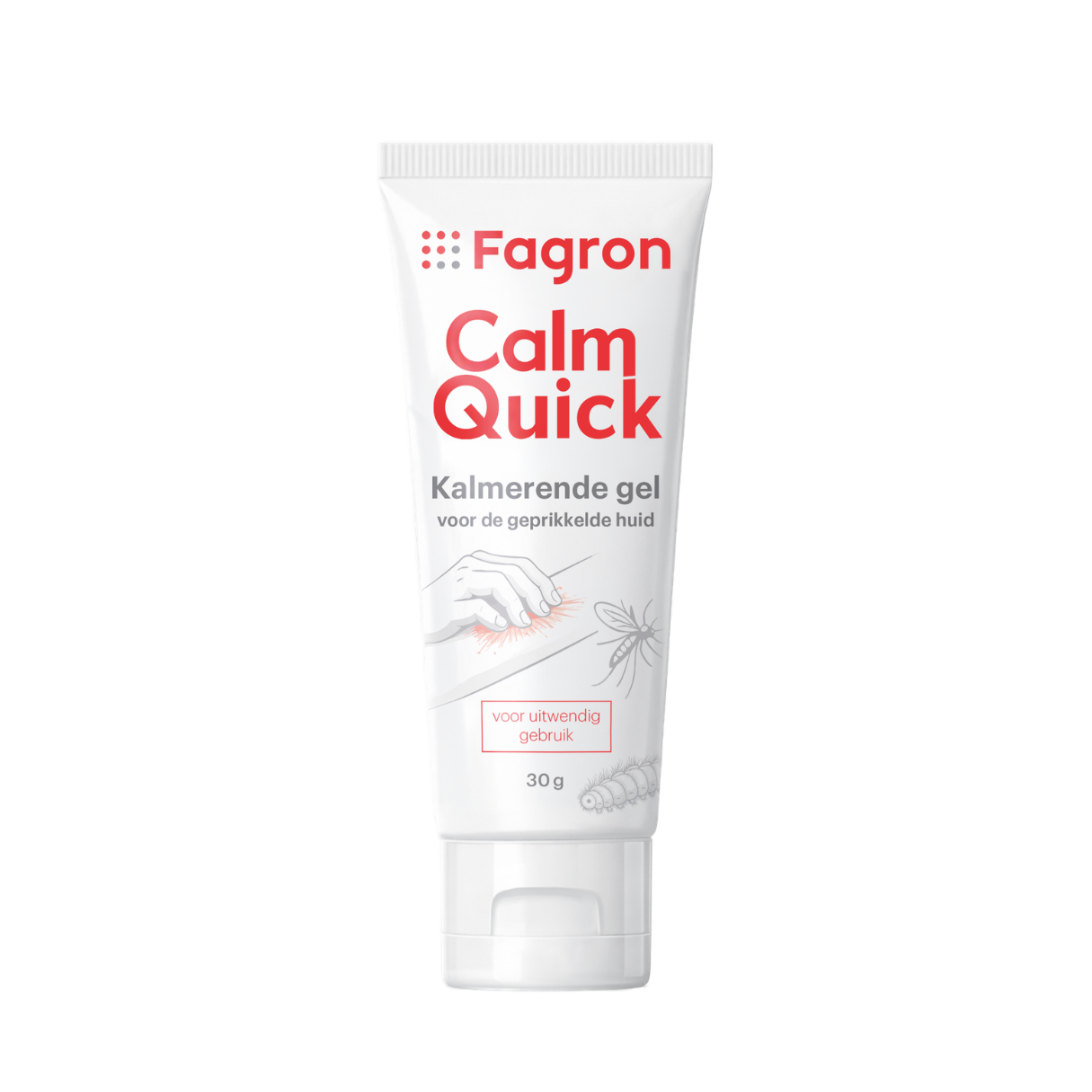 Fagron CalmQuick kalmerende gel voor geprikkelde huid, 30g, reisverpakking met zachte, verzachtende textuur voor gevoelige huid.