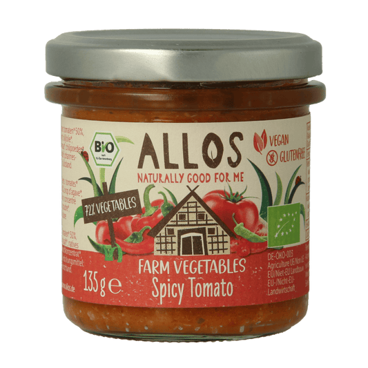 Allos Broodbeleg 135 Gram Allos Farm vegetables pittige tomaat bio 135 Gram