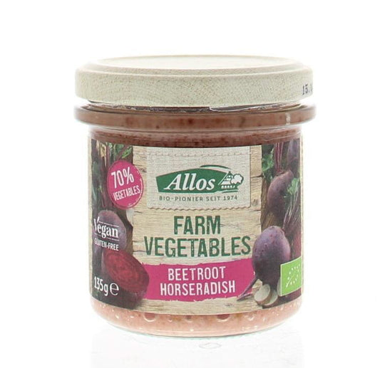 Allos Broodbeleg 135 Gram Allos Farm vegetables rode biet & mierikswortel bio 135 Gram