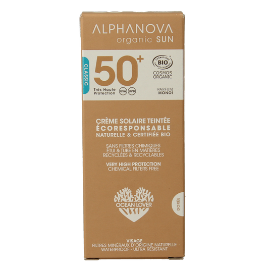 Alphanova Sun Zonnen 50 Gram Alphanova Sun Sun gekleurde dagcreme classic vegan SPF50+ 50 Gram