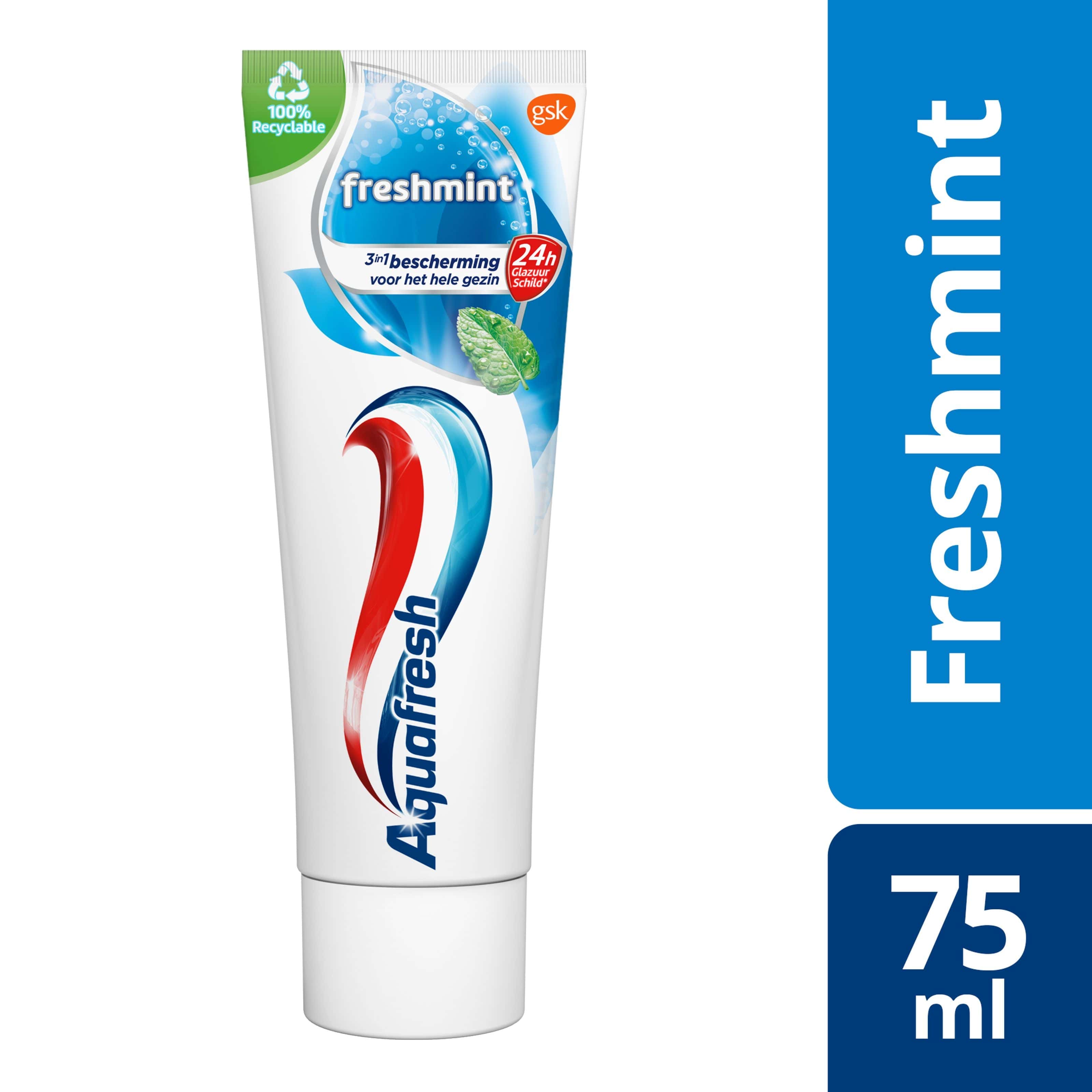 Aquafresh Tandpasta 75 Milliliter Aquafresh Tandpasta 3-voudige bescherming freshmint 75 Milliliter