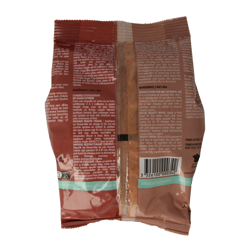 Argiletz Lichaamsverzorging 200 Gram Argiletz Klei superfijn rood 200 Gram