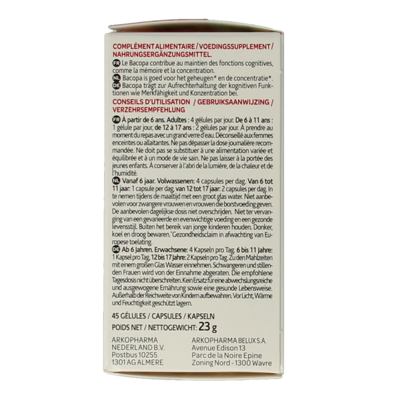 Arkocaps Kruidenpreparaten 45 Capsules Arkocaps Bacopa 45 Capsules