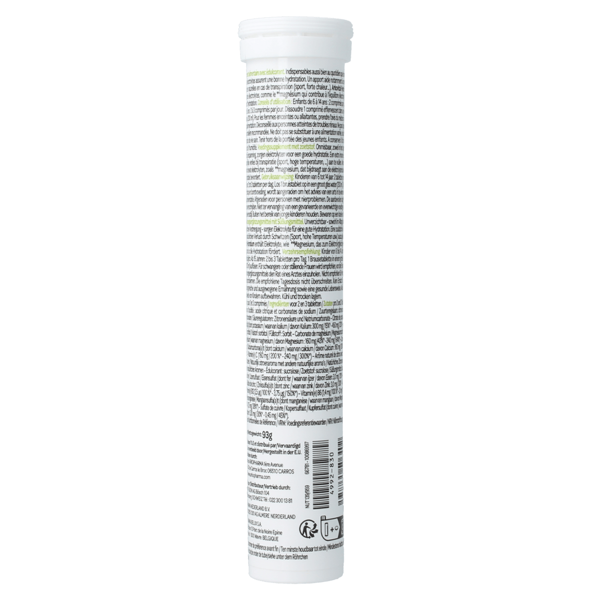 Arkovital Hydratium Citroen effervescent tablets in a container, a dietary supplement for hydration with lemon flavor.