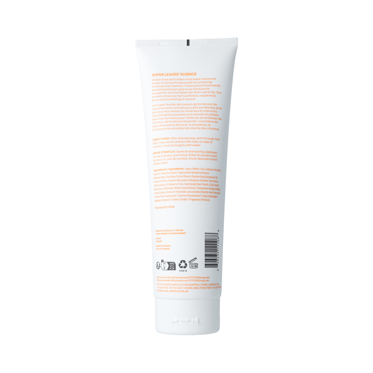 Attitude Conditioner for volume and shine, 240ml, hair care product showing the bottle with label and pump dispenser.