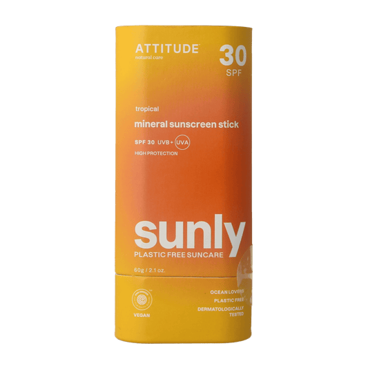 Attitude Zonnen 60.00 Gram Attitude Sunly zonnebrandstick SPF30 tropisch 60.00 Gram