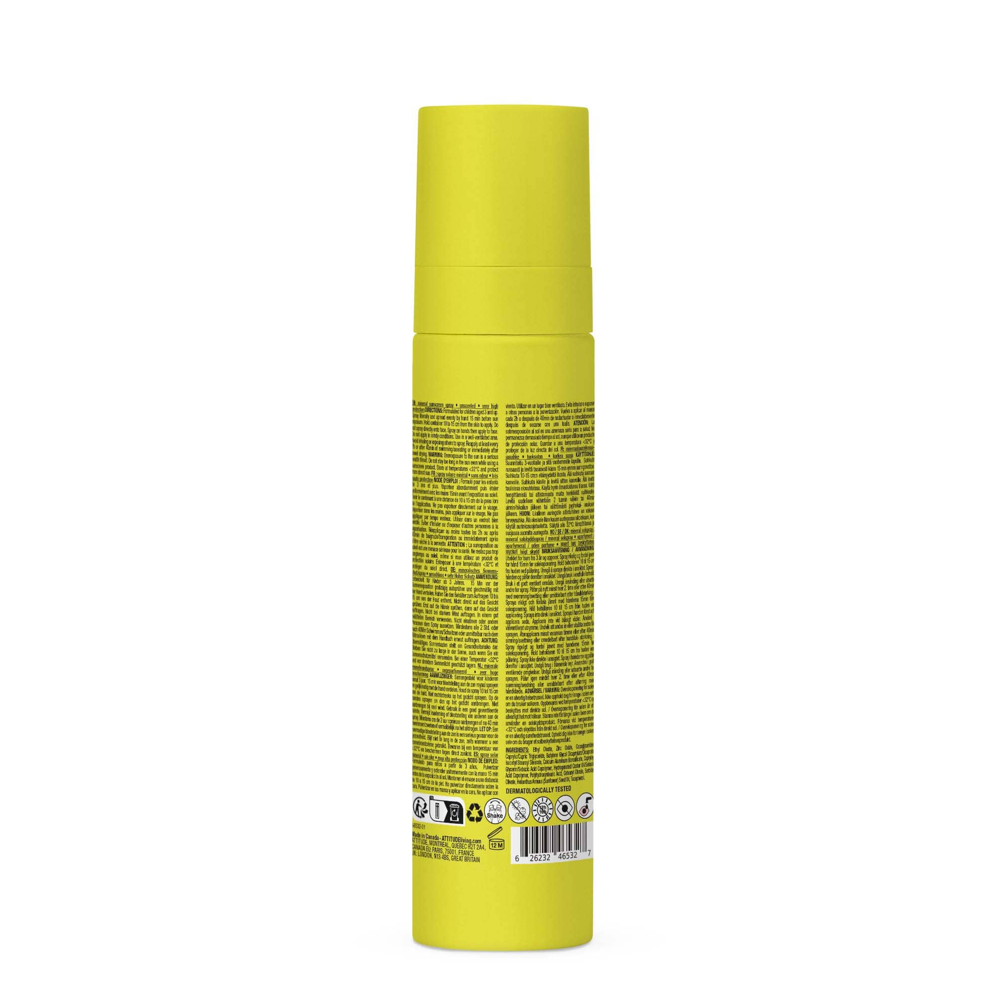 Attitude Zonnen 75.00 Milliliter Attitude ATT SUNLY Sunscreen spray Kids SPF50 unscented 75.00 Milliliter