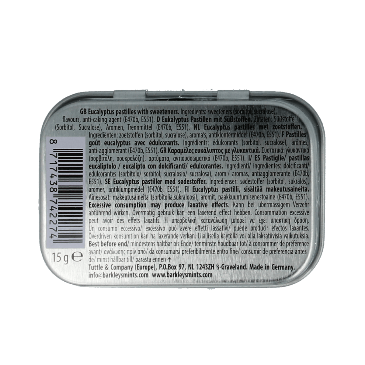 Barkleys Snoepgoed 15.00 Gram Barkleys Mints mini eucalypus 15.00 Gram