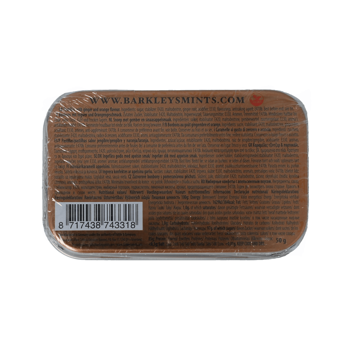 Barkleys Snoepgoed 50.00 Gram Barkleys Mints ginger & orange 50.00 Gram