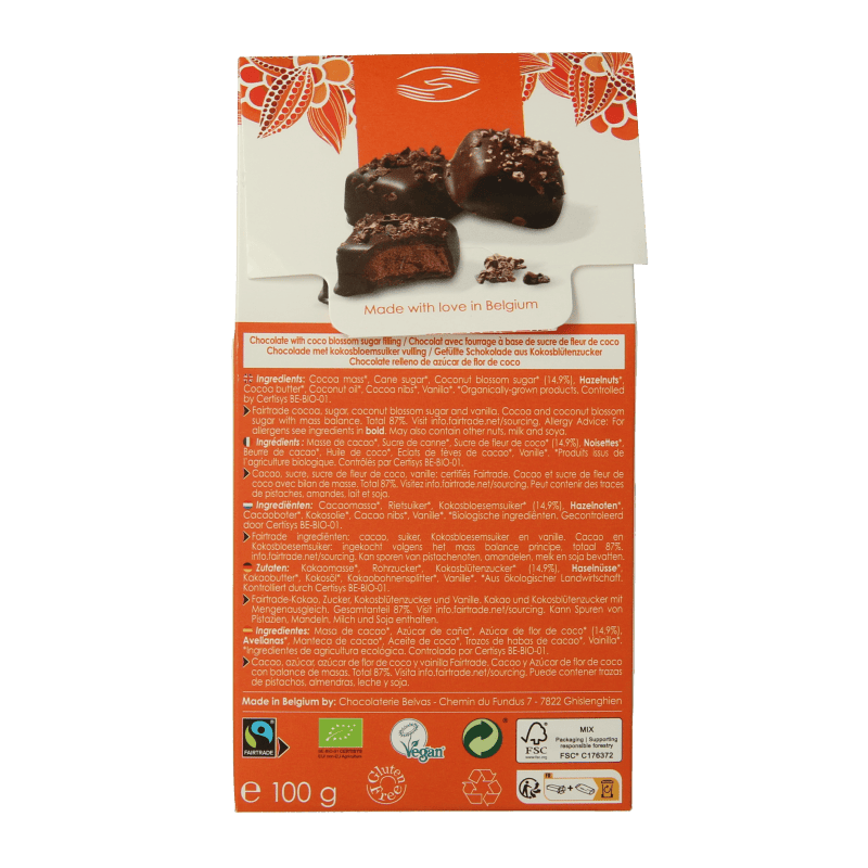 Belvas Chocolade 100 Gram Belvas Brut de noir 82% bio 100 Gram