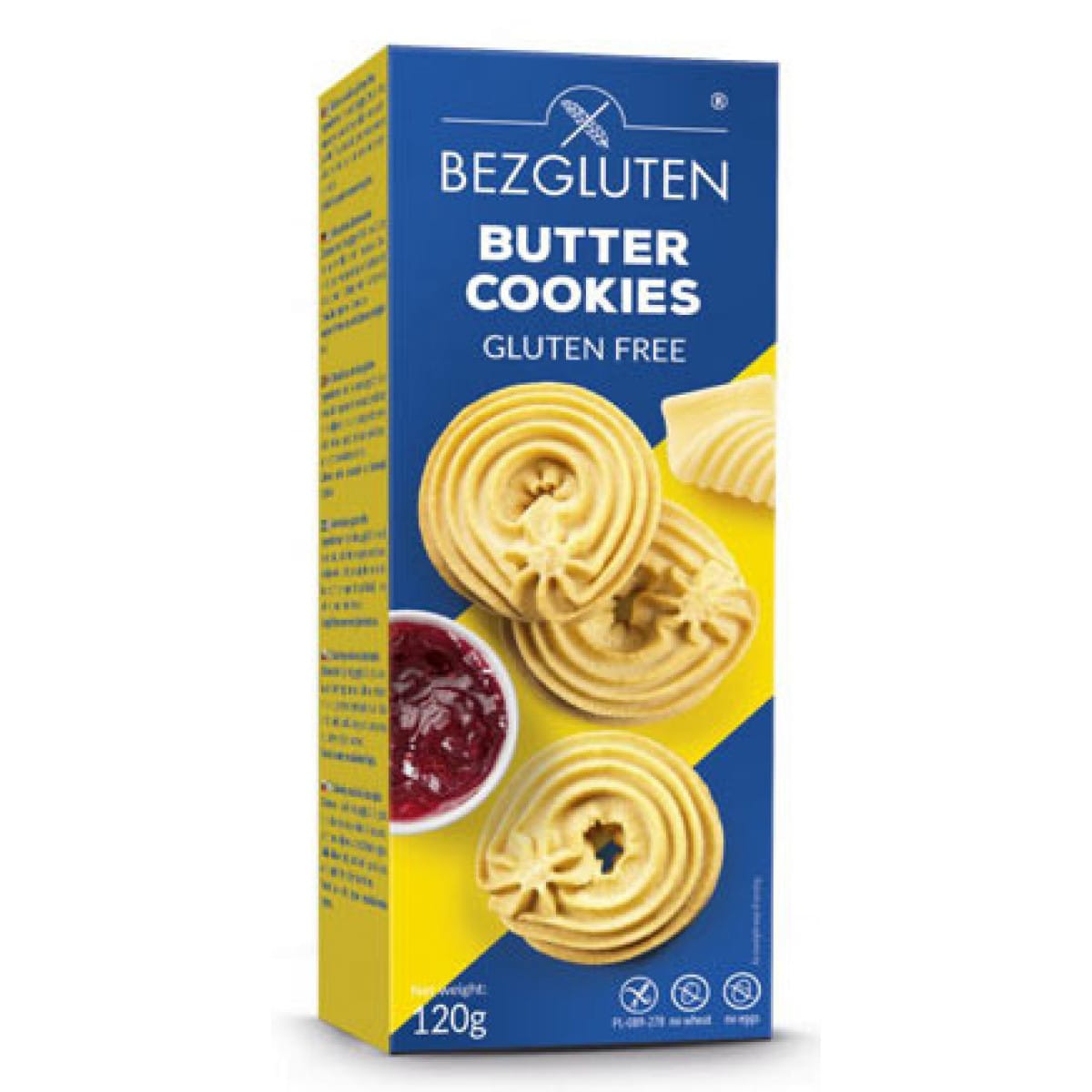 Bezgluten Koeken 120.00 Gram Bezgluten Butter cookies glutenvrij 120.00 Gram